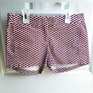 J.Crew Women's Chino Shorts Red, White, and Blue Geometric Pattern Sz: 2